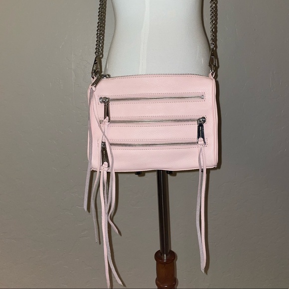 NWOT Rebecca Minkoff Mini 3 Zip Convertible Leather Cross Body Petal Pink/SLVR🎀 - Picture 5 of 11